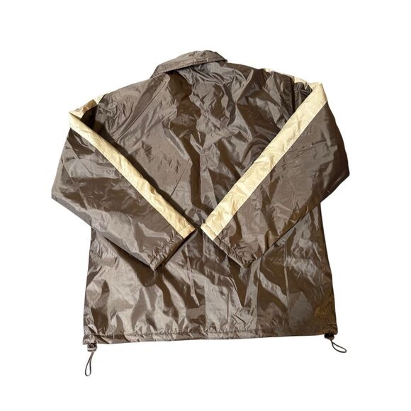 Full zip Brown windbreaker jacket with beige stripe detailing  M - Picture 4 of 6